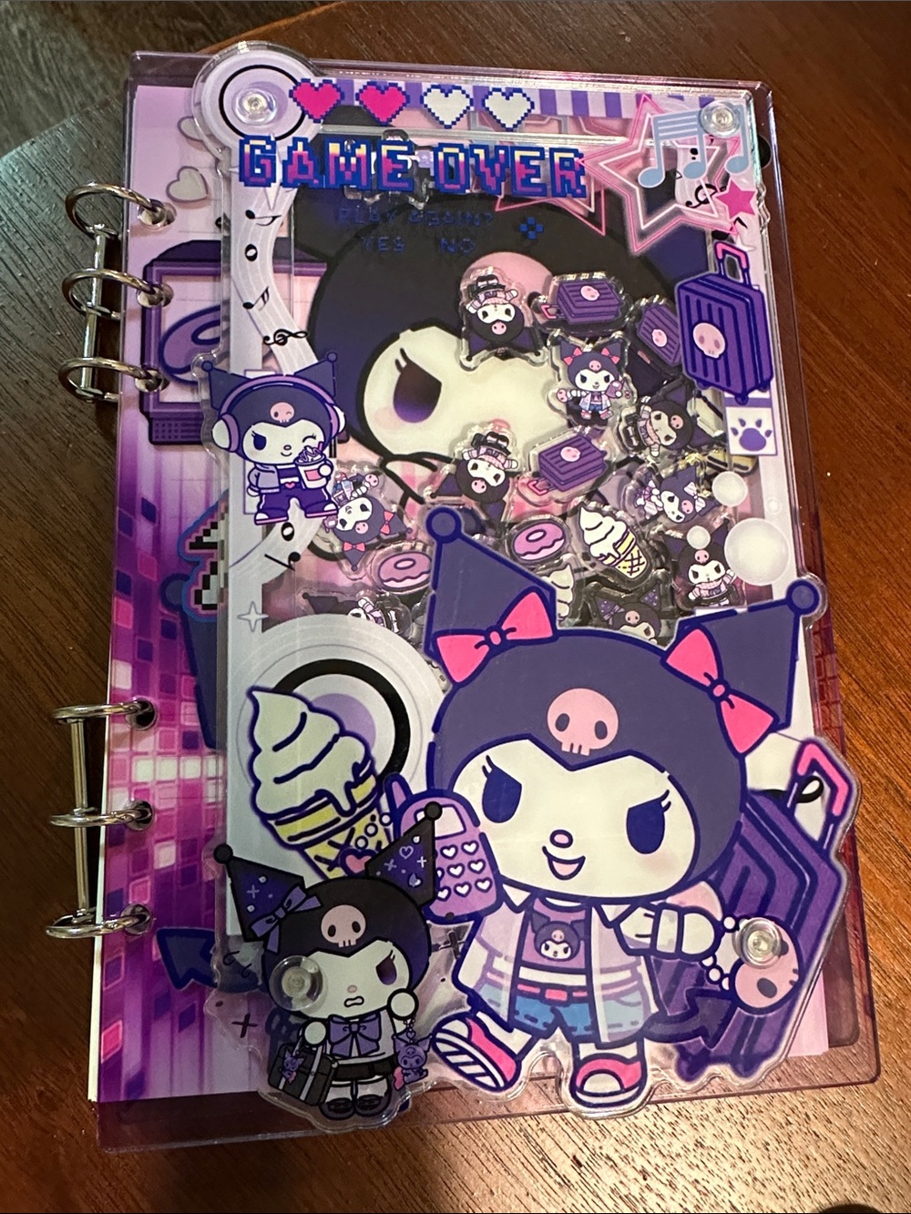 Pink & Purple Game Over Kuromi Acrylic Shaker Notebook